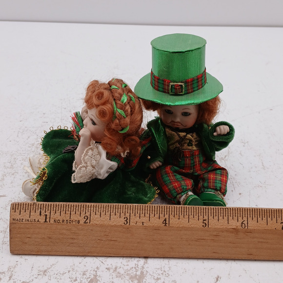 Marie Osmond St. Paddy & His Bonnie Lass Dolls W/ COA Porcelain Collectible Doll - Picture 9 of 9